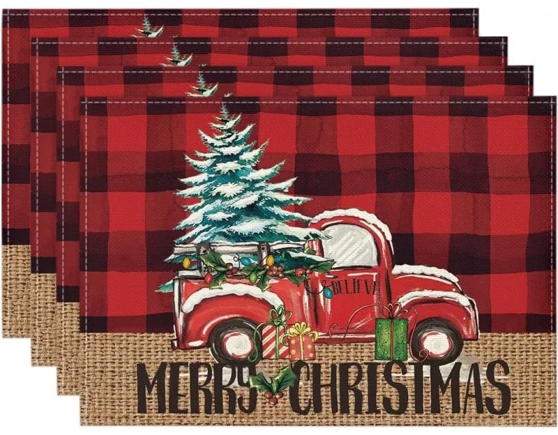 Napron de masa de Craciun MERRY CHRISTMAS 30x45 cm, rosu