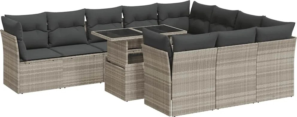 vidaXL Set canapele de grădină cu perne, 11 piese, gri, poliratan