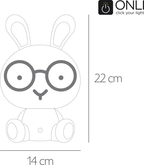 ONLI - Lampă de noapte reglabilă pentru copii PUPPIES LED/3W/230V 22 cm iepuraș/albastru