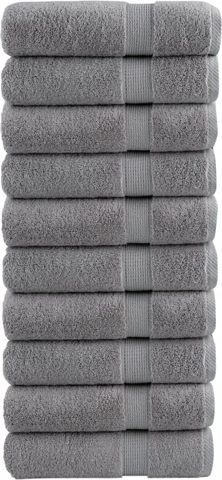 vidaXL Prosoape de duș premium, SOLUND 10 buc gri 70x140cm 600 gsm