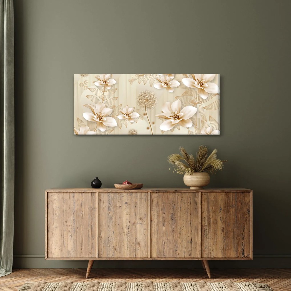 Tablou - Compoziție flori aurii (120x50 cm)