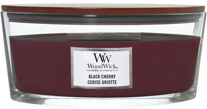 Lumânare parfumată WoodWick Black Cherry, 453 g