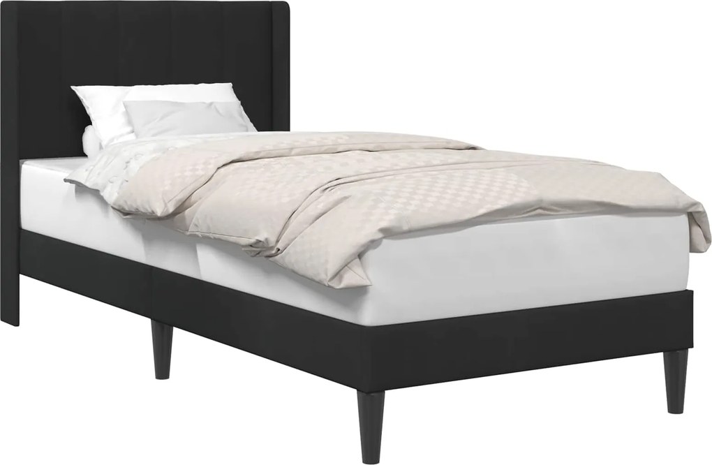 vidaXL Cadru de pat cu headboard Negru 90 x 190 cm Catifea