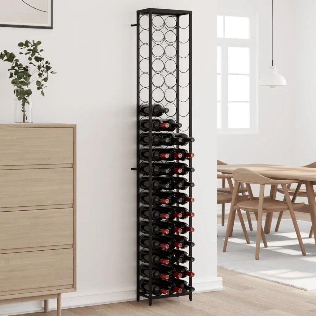vidaXL Suport sticle vin 57 de sticle, negru 34x18x200 cm fier forjat