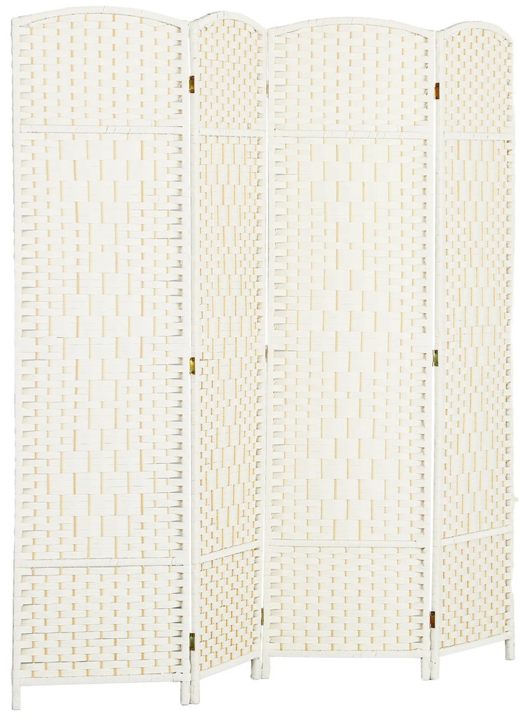 HOMCOM Paravent interior din lemn 4 panouri divizor de cameră pliabil pentru sufragerie dormitor 180 x 180 cm alb | Aosom Romania