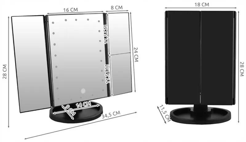 Oglindă LED reglabilă, rotativă, rabatabilă, negru