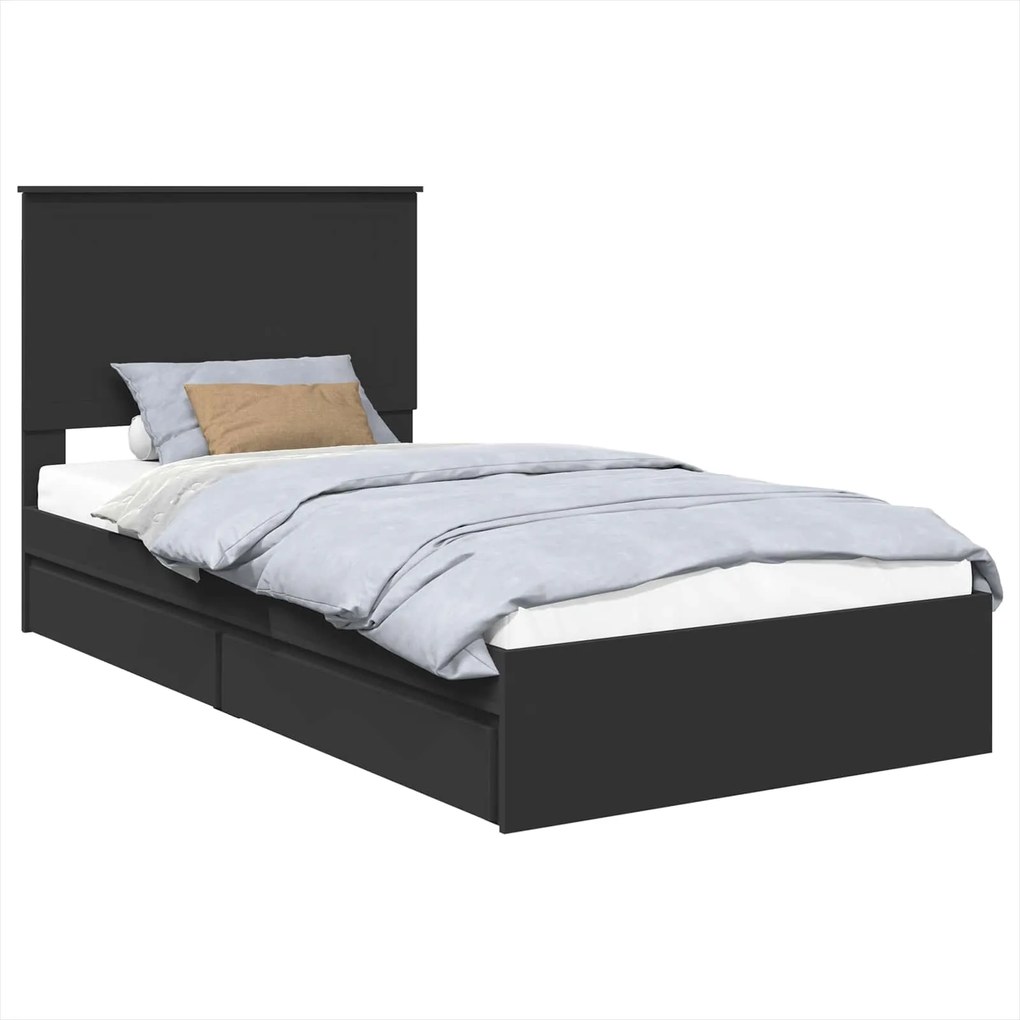 vidaXL Pat cu storage cu headboard Negru 100 x 200 cm Lemn compozit