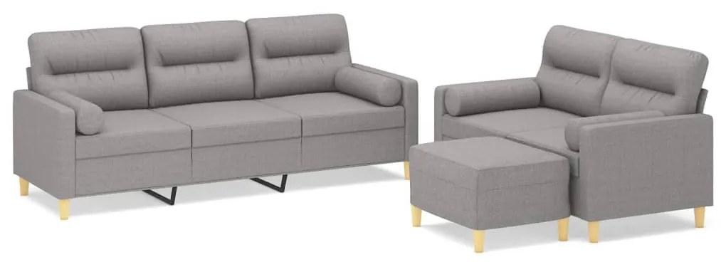 3153785 vidaXL Set canapea perne/perne decorative, 3 piese, gri deschis textil