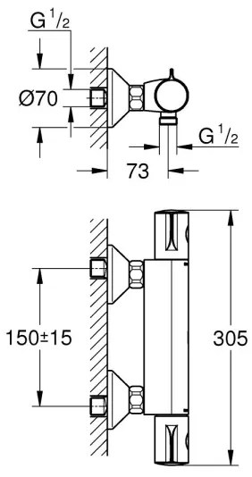 GROHE 34558000 - Baterie termostatată pentru duș GROHTHERM 800 DN 15, crom lucios