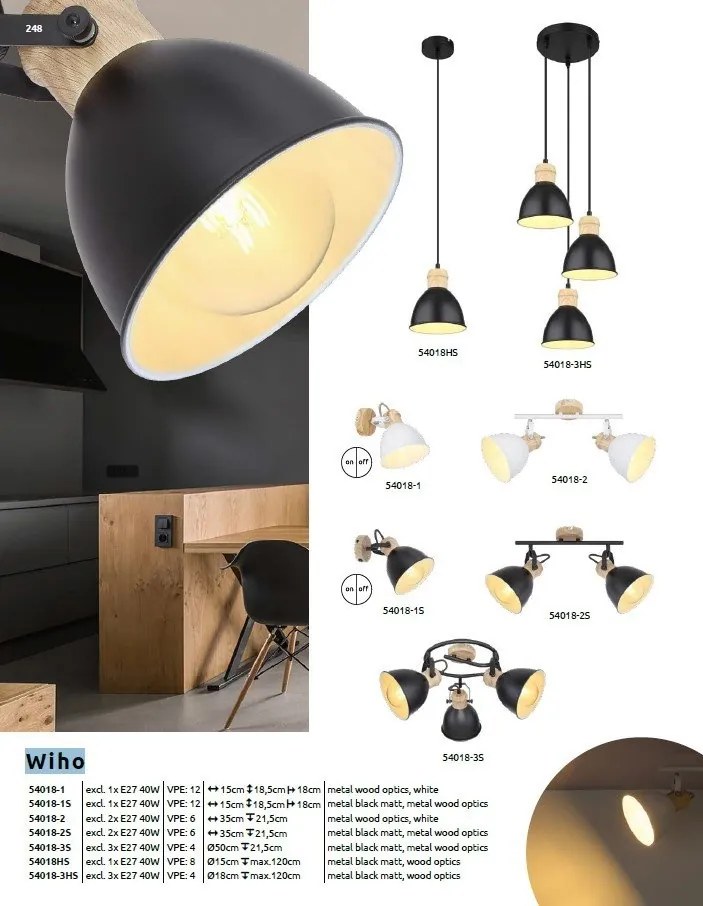 Lustra cu 3 pendule design industrial WIHO negru