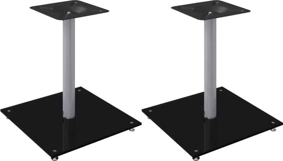 vidaXL Suport difuzor 2 buc, negru/argintiu, sticlă securizată 1 stâlp