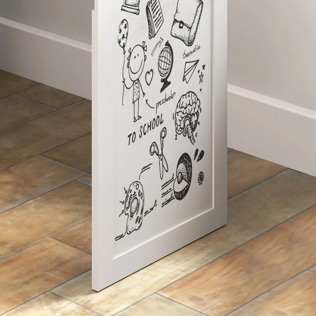 HOMCOM Birou de calculator pliabil cu bibliotecă, post de lucru, tablă albă și raft reglabil, 98x51x153cm, alb | Aosom Romania