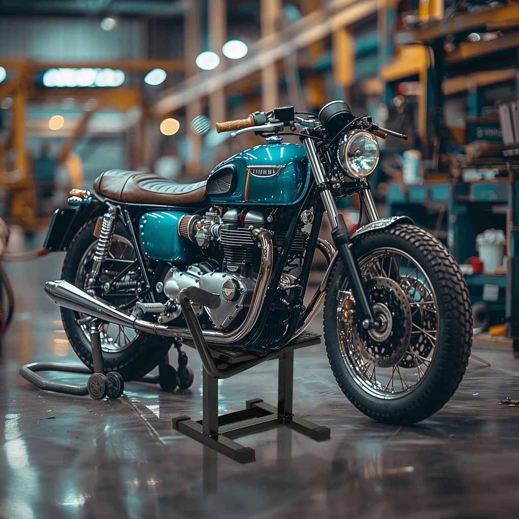 DURHAND Suport Motociclete din Oțel, Suport pentru Motociclete cu Suprafața și Manivelă din Cauciuc, 48x34x43 cm, Negru | Aosom Romania