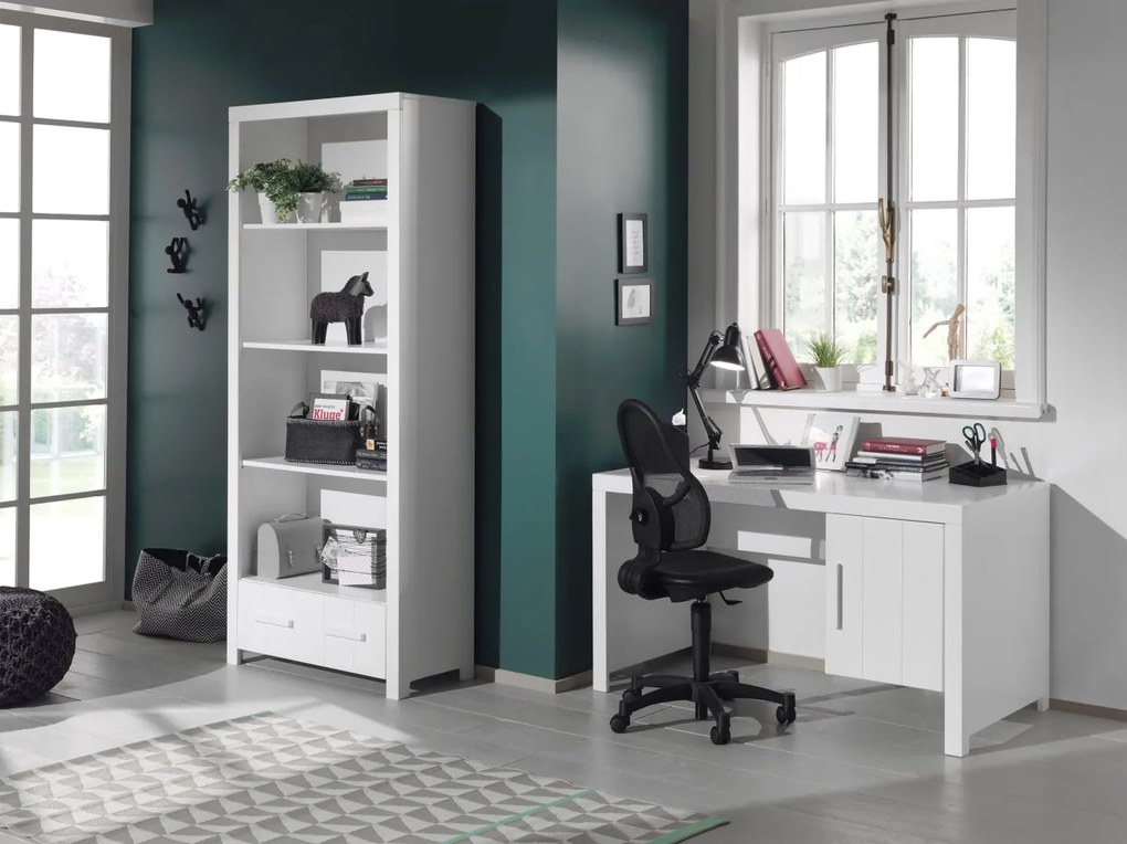 Set Mobilier Cameră Copii ERIK: Birou și Bibliotecă, Alb – Vipack