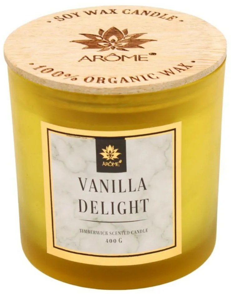 Lumânare de soia cu fitil din lemn Arome Vanilla delight, 400 g