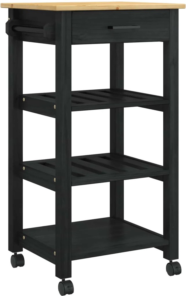 vidaXL Troler de Bucătărie MONZA Negru 48 x 40 x 88,5 cm