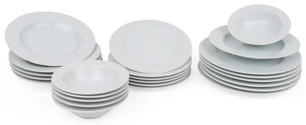 Set de masă, 24 piese, alb/porțelan