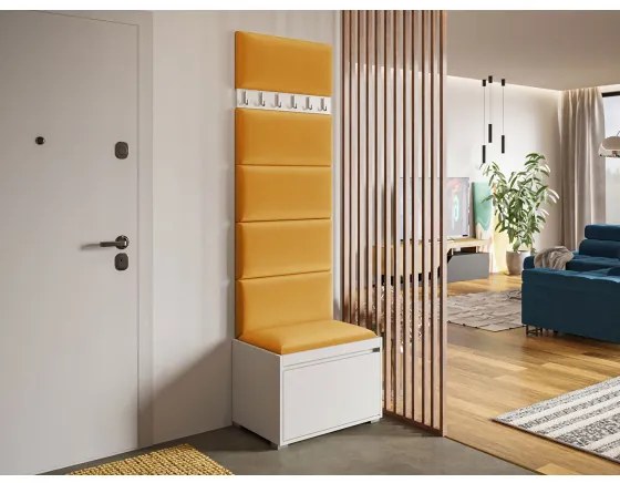 Mobilier pentru hol Kendora 60 (cu 6 buc panouri tapițate Pazara 60x30) (Alb) (manila 32). Promo -17%. 1054020