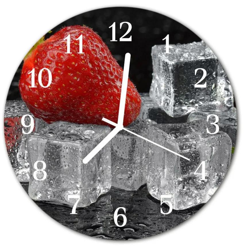 Ceas de perete din sticla rotund Ice Cream Strawberry Ice fructe roșii
