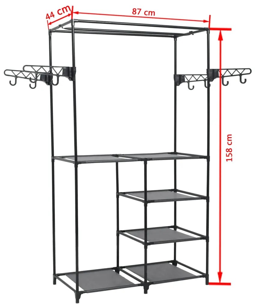 Cuier haine, negru, 87 x 44 x 158 cm, otel si material netesut