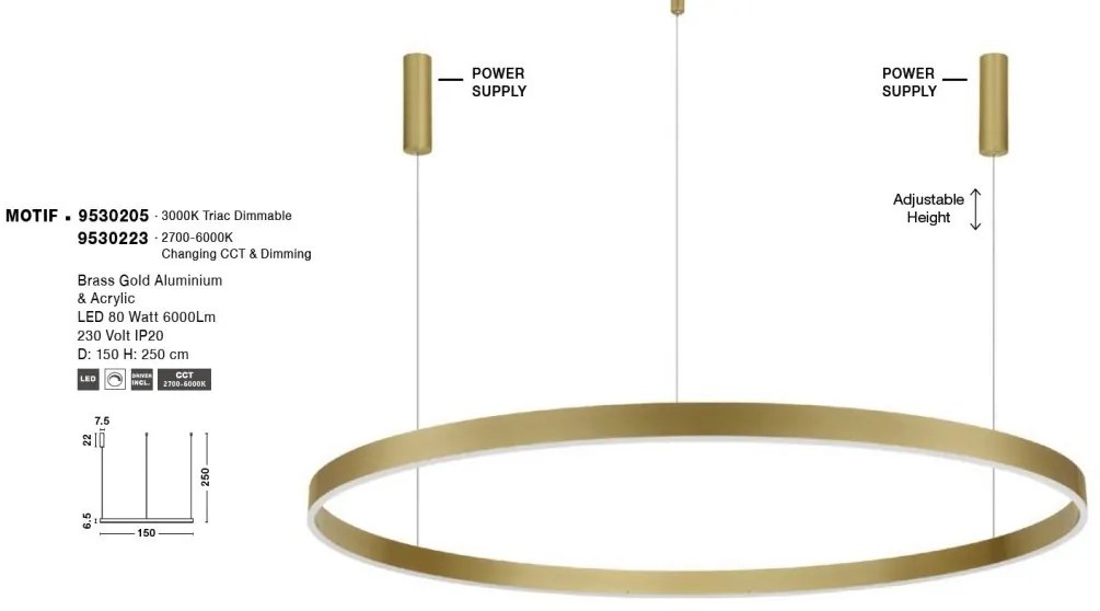 Lustra LED dimabila design circular MOTIF D-150cm