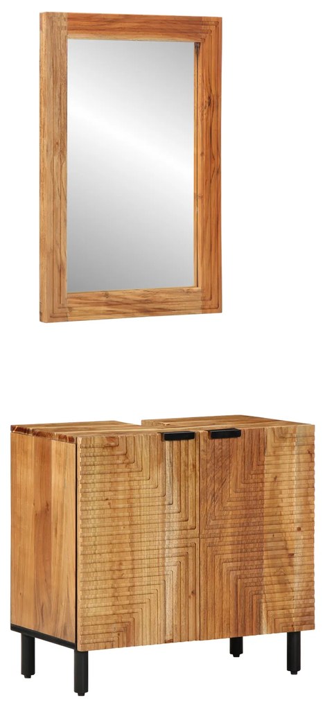 vidaXL Set de mobilier pentru baie 2 piese din lemn masiv de acacia