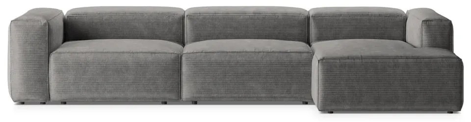 Colțar gri deschis cu tapițerie din catifea reiată (cu colț pe partea dreaptă/cu șezlong) Bergamo – Cosmopolitan Design