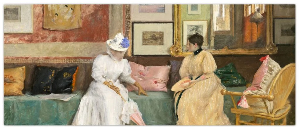 Tablou - William Merritt Chase, A Friendly Call, reproducere (120x50 cm)
