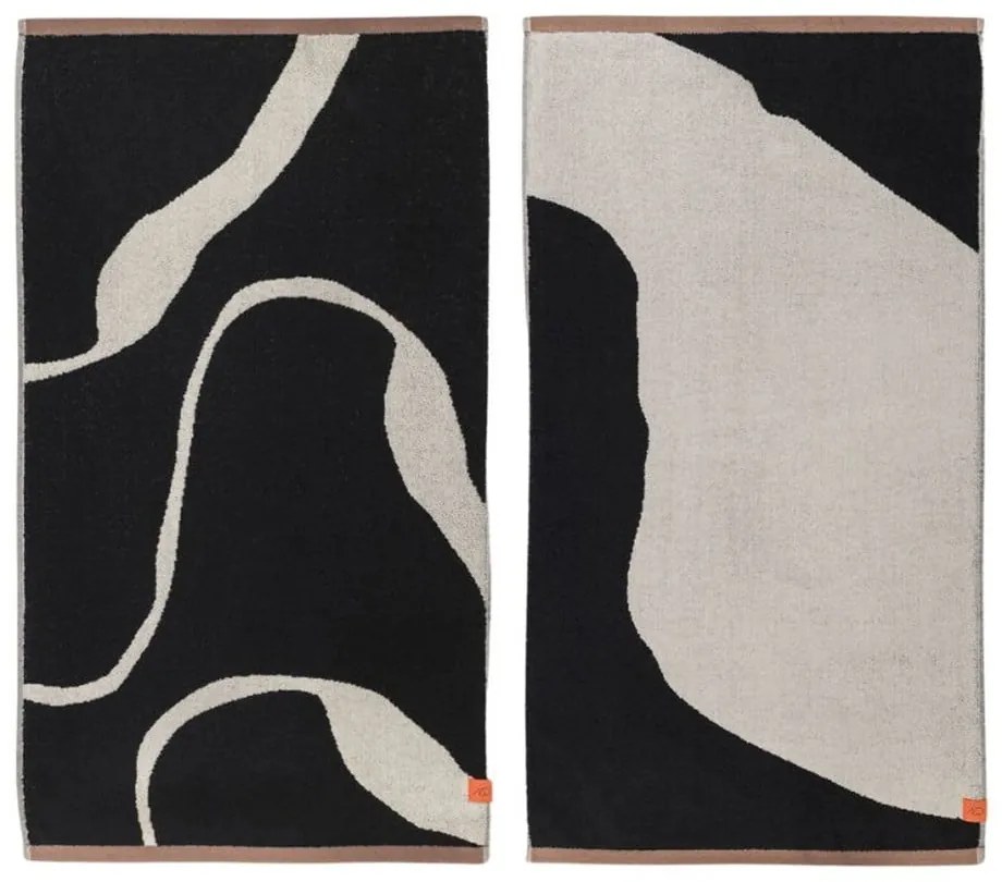 Prosoape negre-albe 2 buc. din bumbac organic 50x90 cm Nova Arte – Mette Ditmer Denmark
