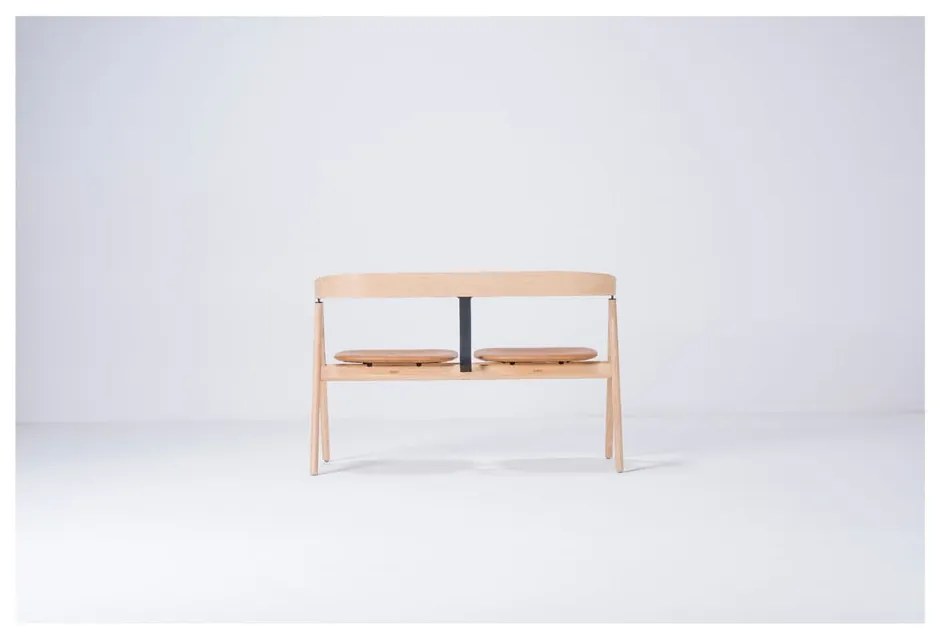 Bancă din lemn de stejar Gazzda Ava, șezut din piele