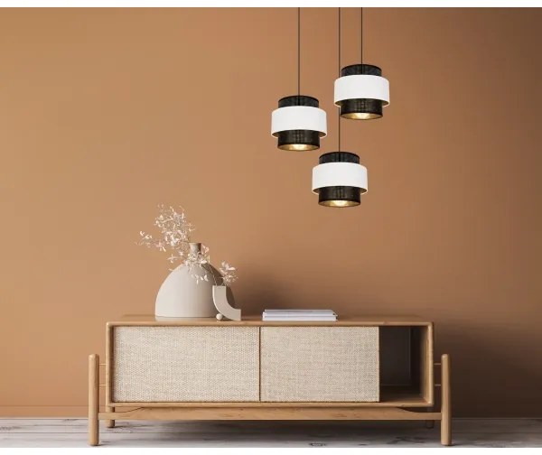 Lustră pe cablu NESS 3xE27/60W/230V d. 45 cm neagră/albă