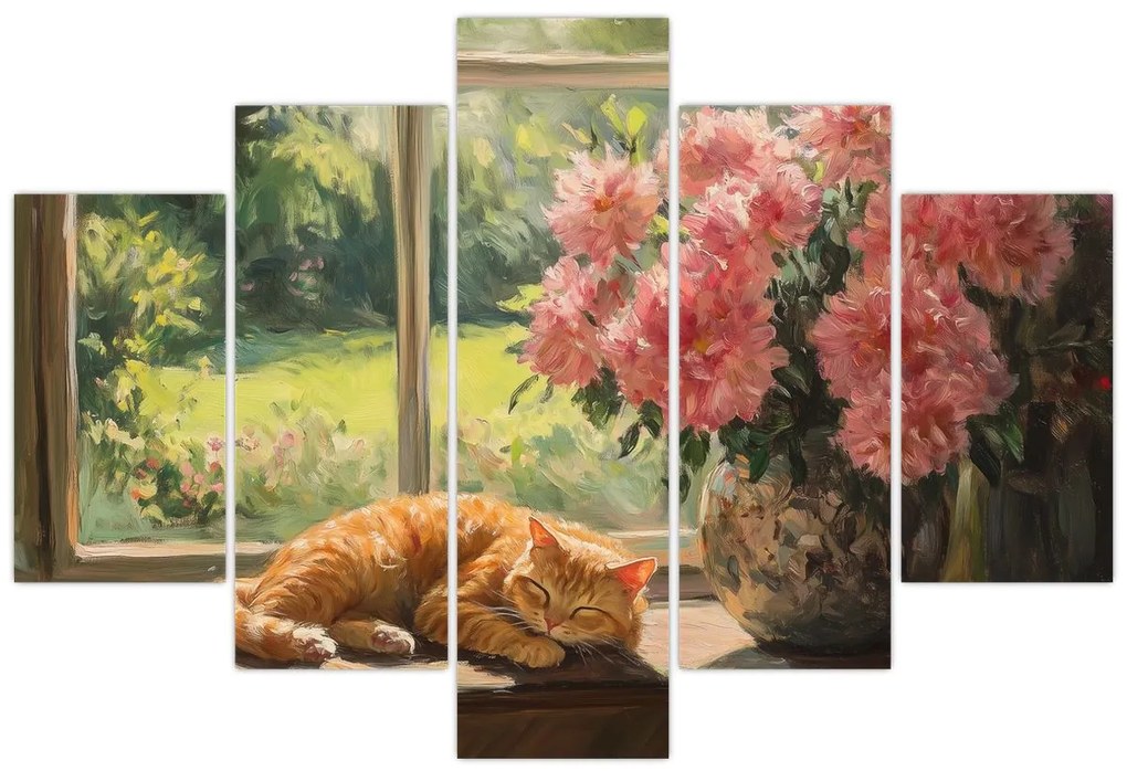 Tablou - Pisică la fereastră (150x105 cm)