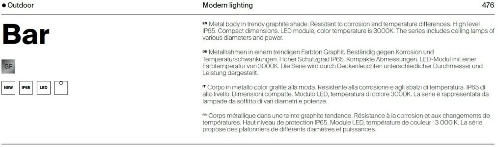 Spot LED aplicat pentru iluminat exterior design modern Bar grafit