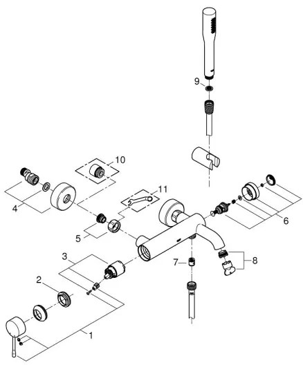 GROHE 33628001 - Baterie pentru cadă ESSENCE DN 15, crom lucios