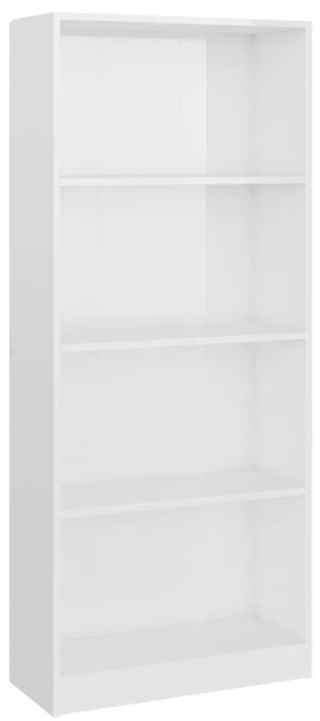 800879 vidaXL Bibliotecă 4 rafturi, alb lucios, 60x24x142 cm, lemn prelucrat