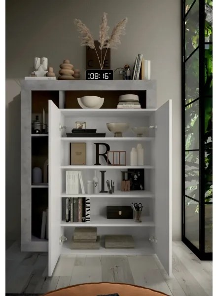 Dulap LENOR alb/gri beton