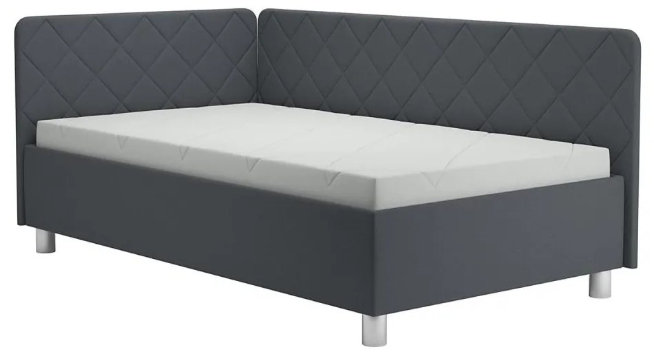 Văliță tapițată EMILE 110x200 cm cu spațiu depozitare și saltea, gri