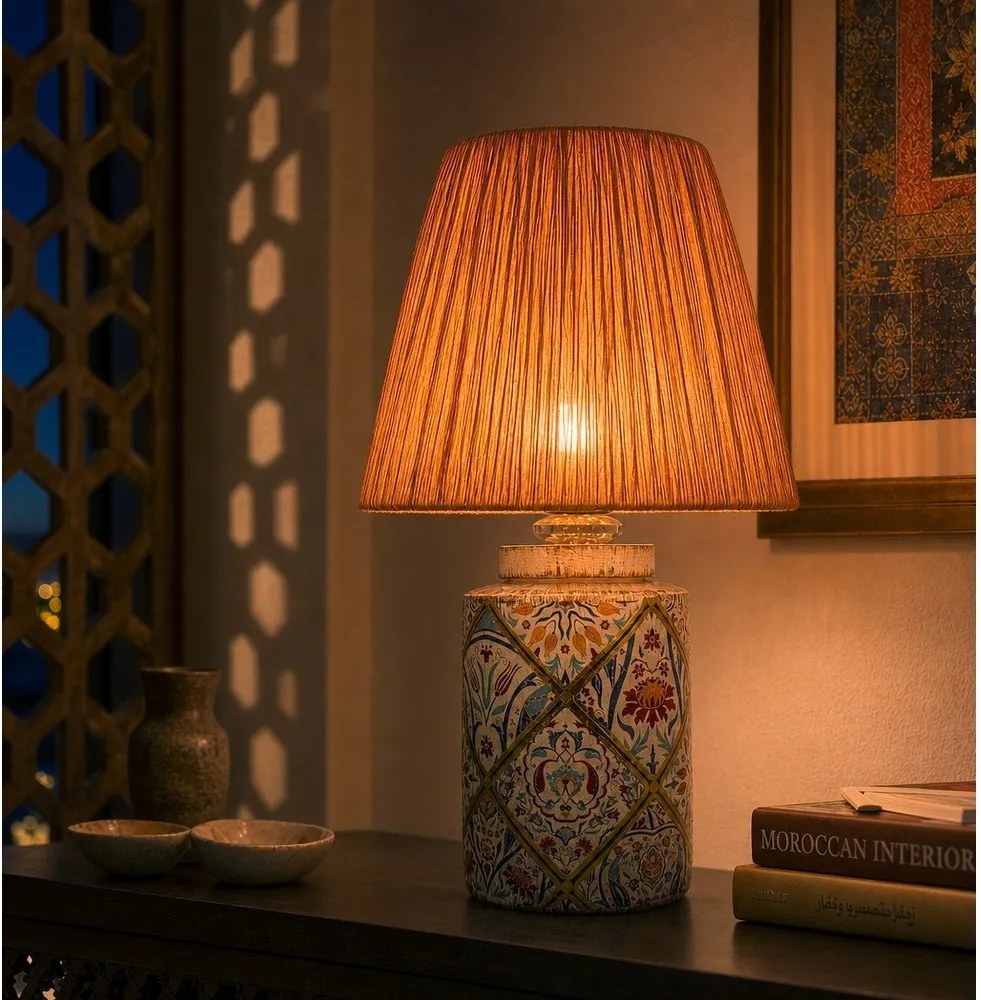 Veioză teracotă cu abajur din sfoară din hârtie (înălțime 40 cm) Alev – Opviq lights
