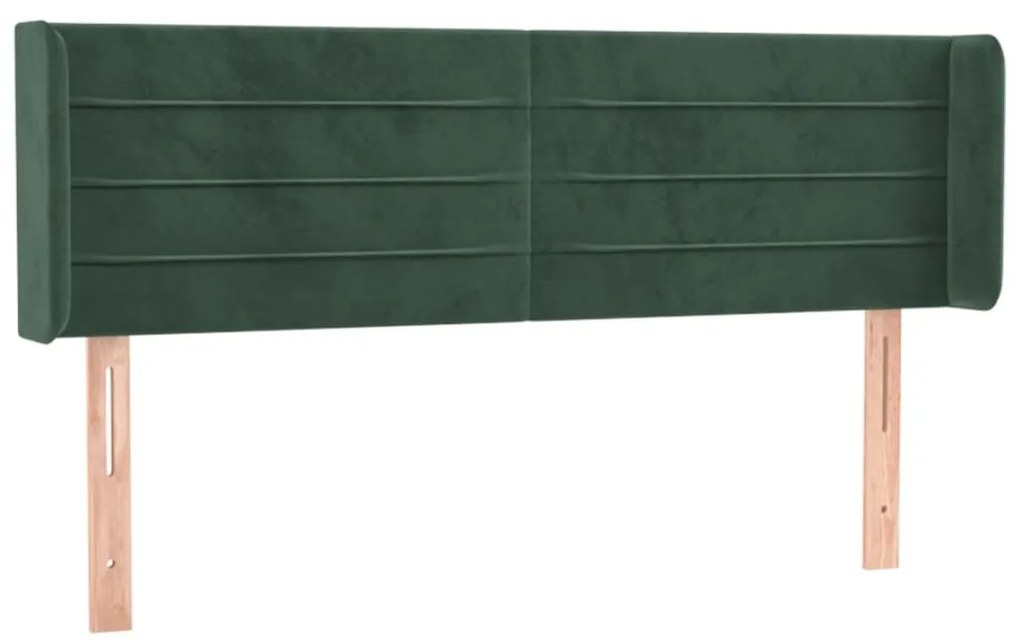 3118959 vidaXL Tăblie de pat cu aripioare verde închis 147x16x78/88 cm catifea