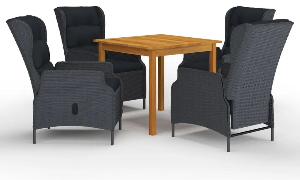 vidaXL Set mobilier de grădină, 5 piese, gri închis