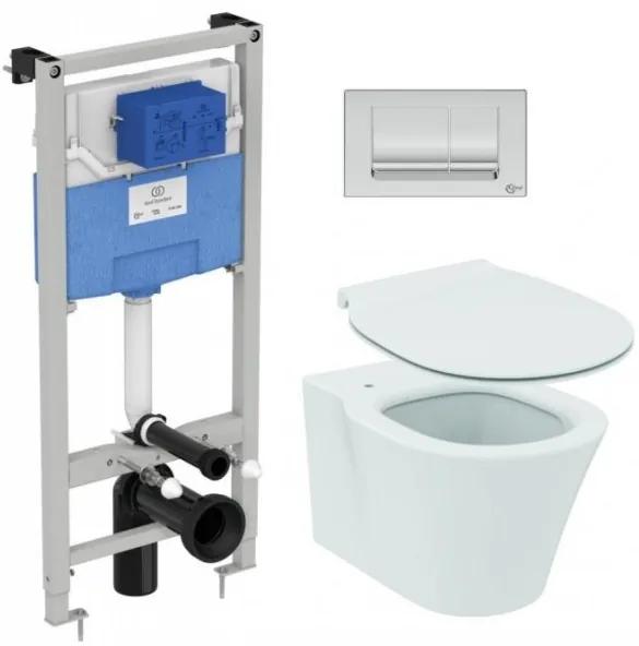 Set PROMO Vas WC suspendat Ideal Standard Connect Air Aquablade capac rezervor si clapeta crom E212801