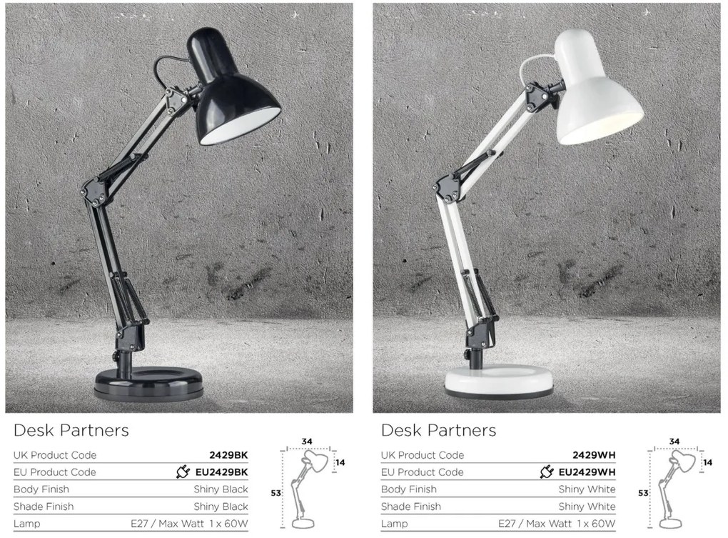 Veioza / Lampa de birou reglabila Desk Partners EU2429BK SRT