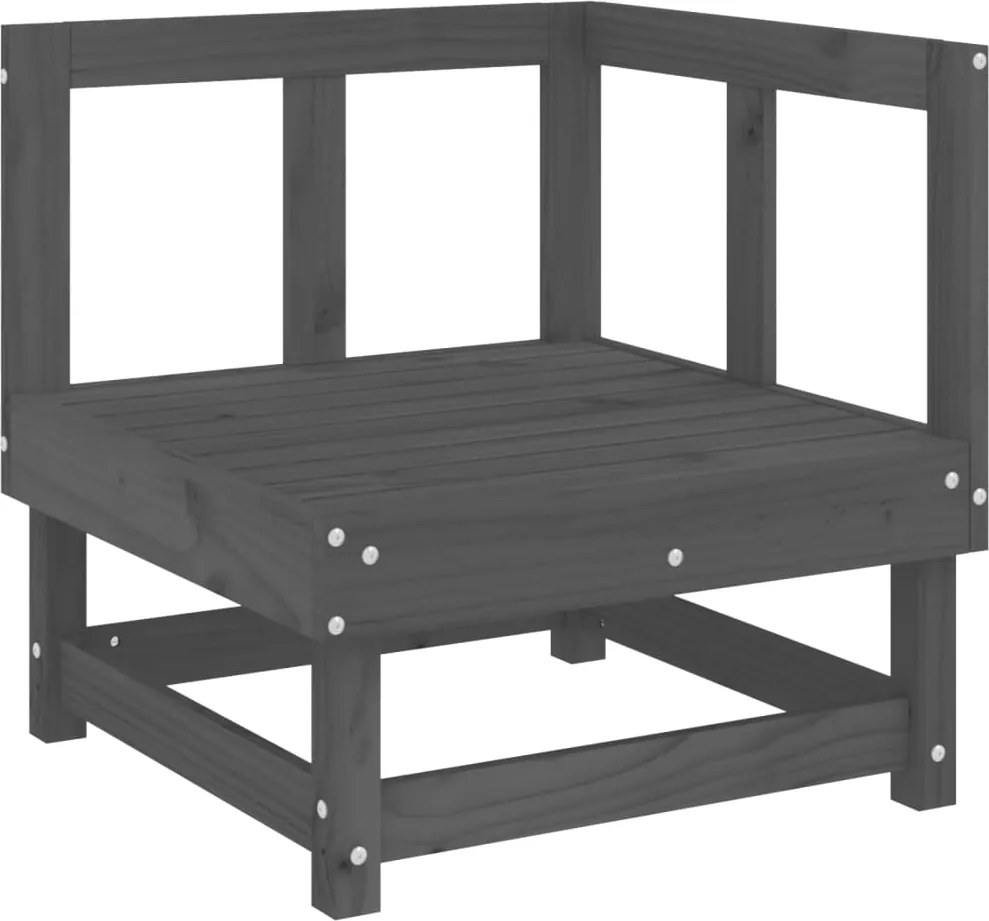 vidaXL Canapea de colț pentru grădină, gri, lemn masiv de pin