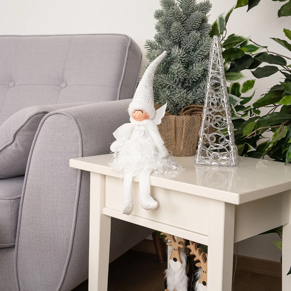 Decorațiune de Crăciun Îngeraș așezat, 40 cm,argintiu