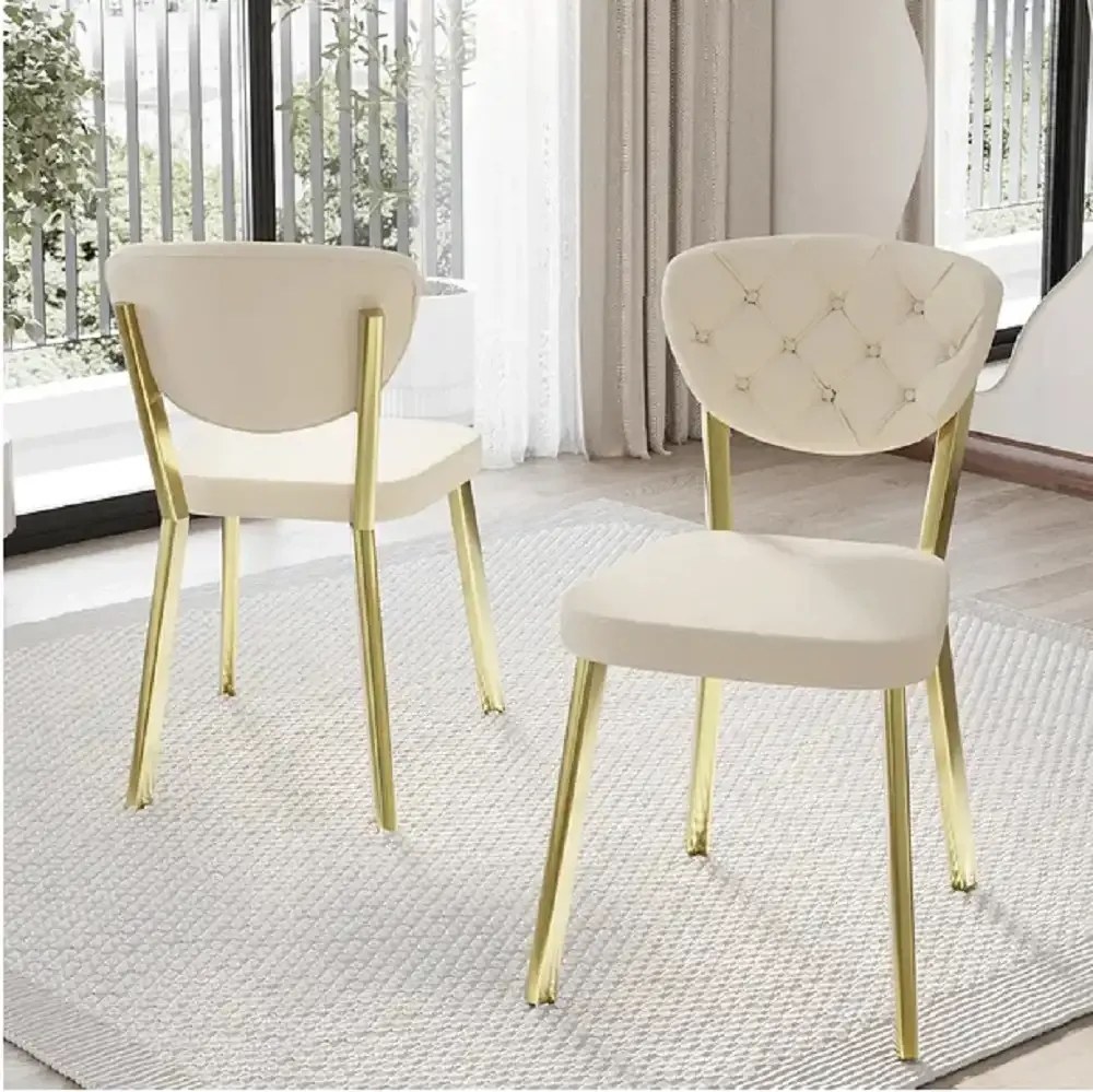 Scaun Barton, bej, profil din metal,auriu