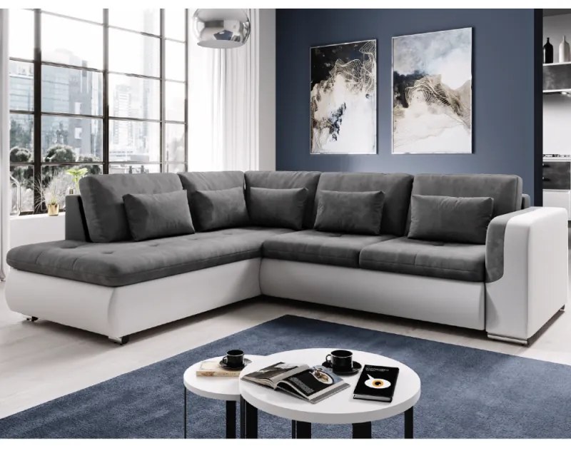 Coltar Living Extensibil FURUD L ROH Alb/Gri Stanga