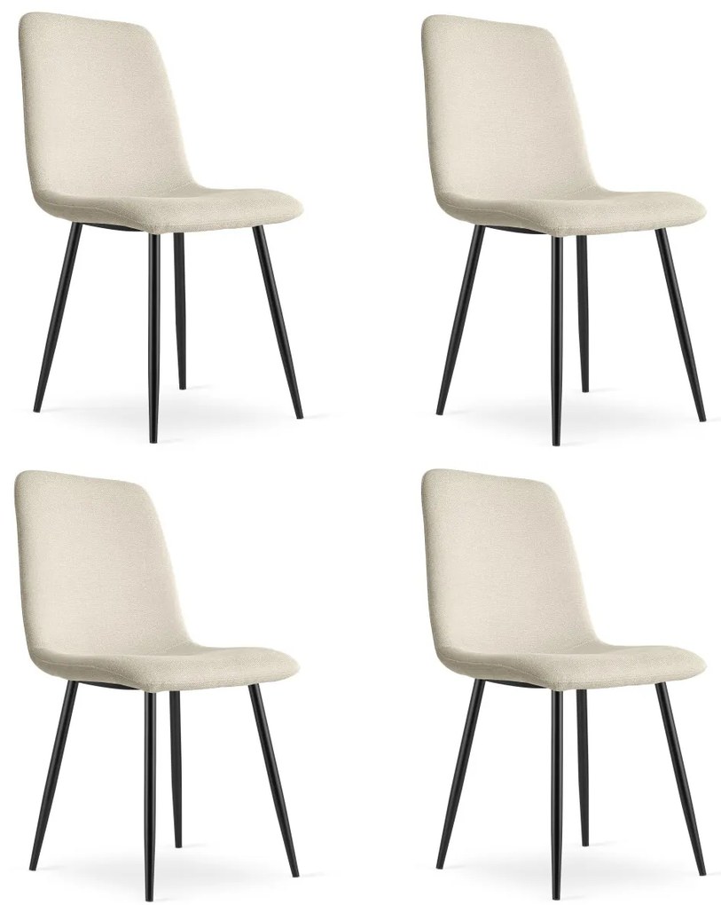 Set de masa 1 + 4, masa CITY 110x75 cm stejar artisan + scaun de masa crem RIFT cu picioare negre