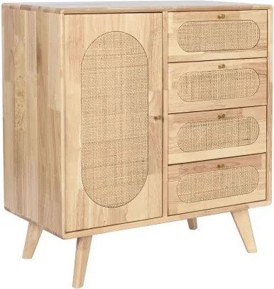 Comoda TV natur , din metal lemn de cauciuc si rattan „Rustic Charm”