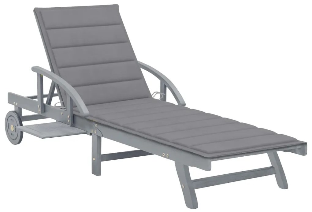 vidaXL Șezlong de grădină cu pernă, lemn masiv de acacia