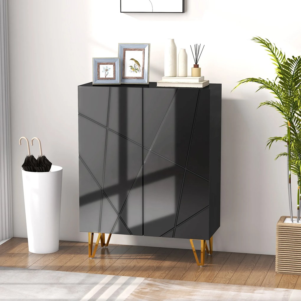 HOMCOM Dulap Îngust pentru Pantofi, Dulap Subțire pentru Depozitarea a 15-20 de Pantofi, 95x72x31.5 cm, Negru | Aosom Romania